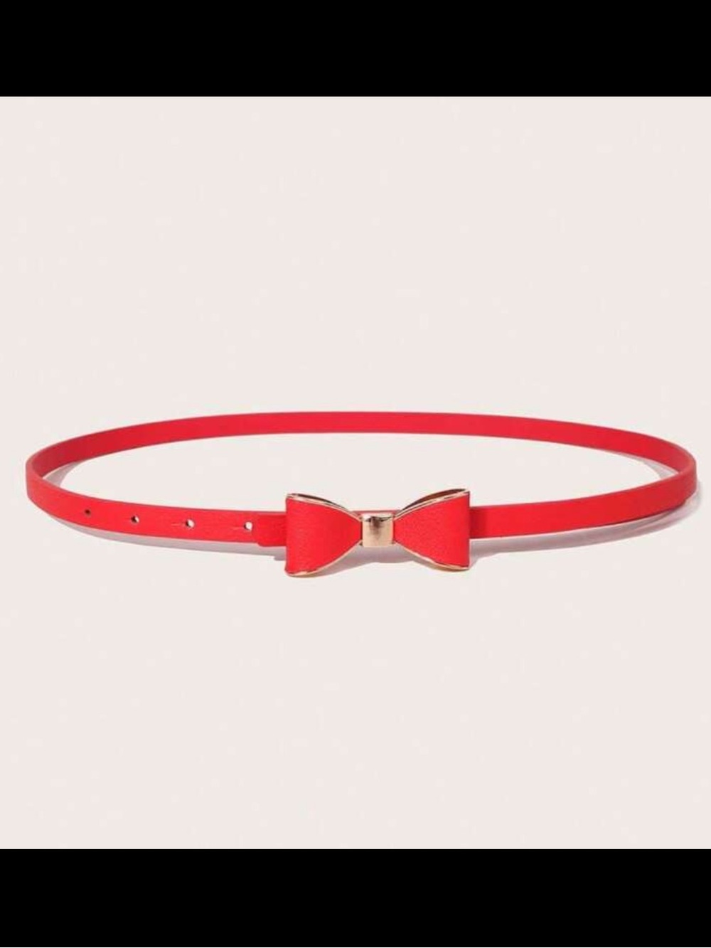 SHEIN Red Skinny Belt with Gold-Trim Bow